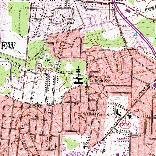 Topographic Map of Forest Park Junior High School, TX