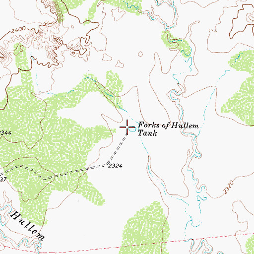 Topographic Map of Forks of Hullem Tank, TX