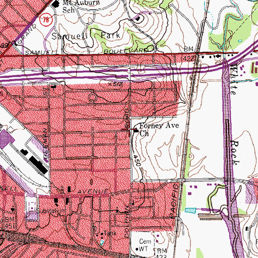 Topographic Map of Forney Avenue Church, TX