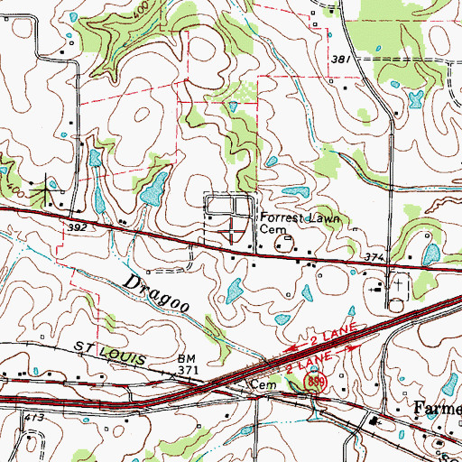 Topographic Map of Forrest Lawn Cemetery, TX