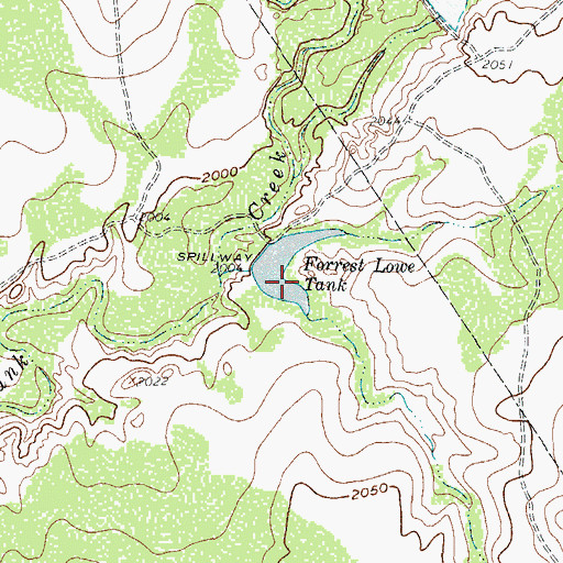 Topographic Map of Forrest Lowe Tank, TX