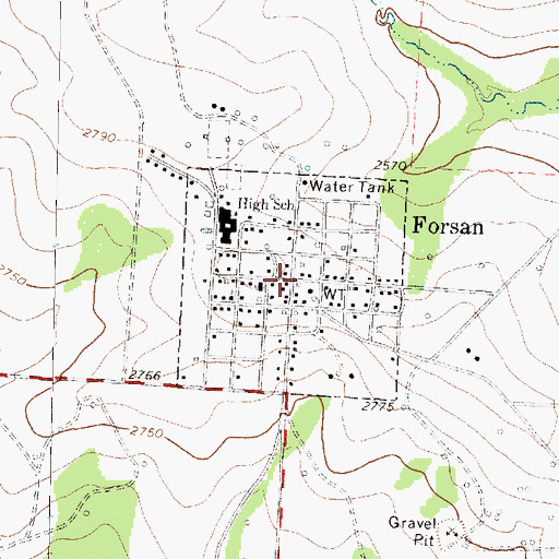 Topographic Map of Forsan, TX