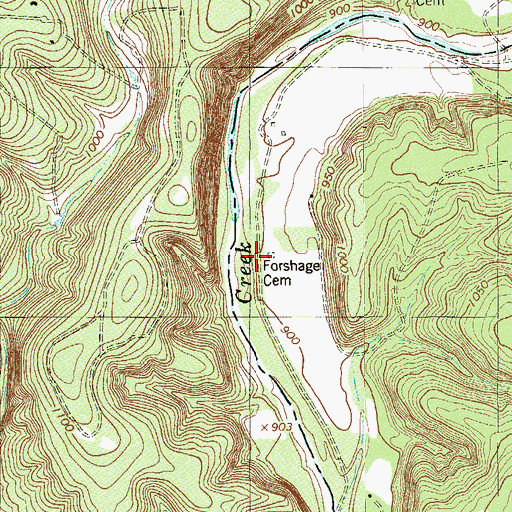 Topographic Map of Forshage Cemetery, TX
