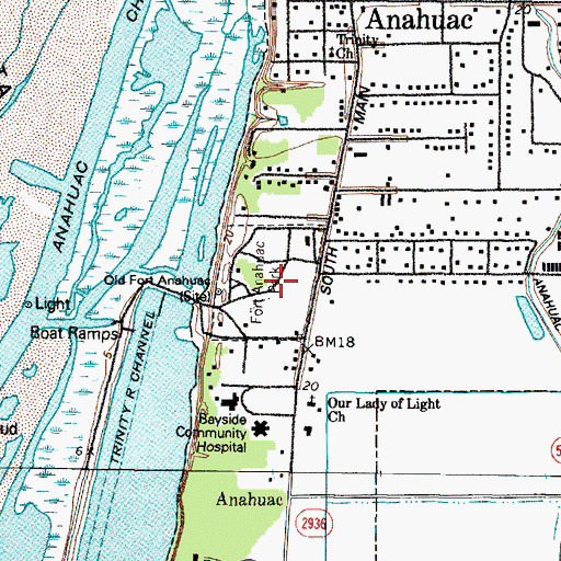 Topographic Map of Fort Anahuac Park, TX