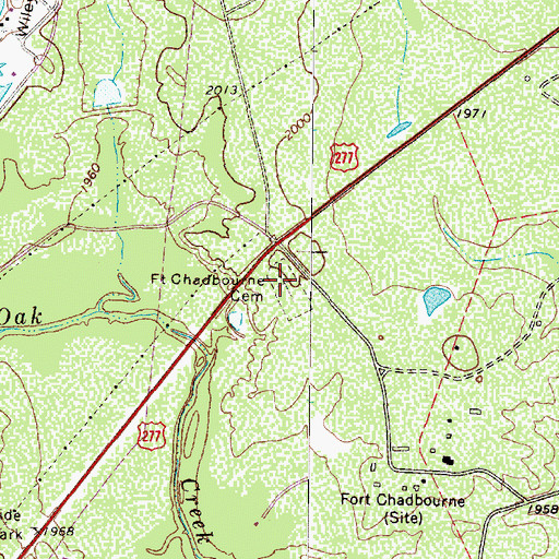 Topographic Map of Fort Chadbourne Cemetery, TX