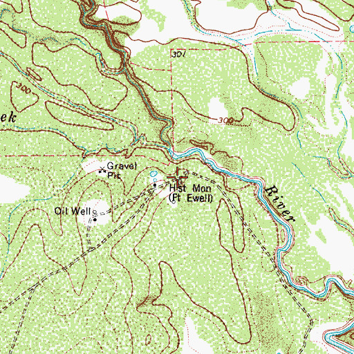 Topographic Map of Fort Ewell Historical Monument, TX