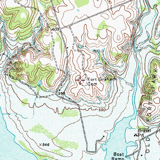 Topographic Map of Fort Graham Cemetery, TX