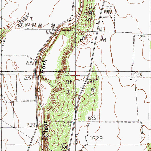 Topographic Map of Fort Phantom Hill Cemetery, TX