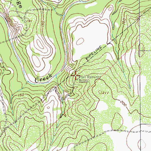 Topographic Map of Fort Ramirez Ruins, TX
