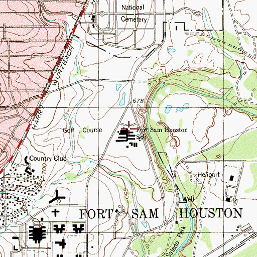 Topographic Map of Fort Sam Houston School, TX