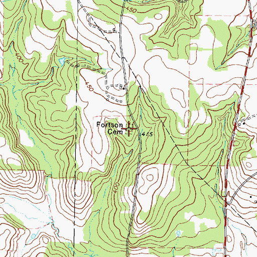 Topographic Map of Fortson Cemetery, TX