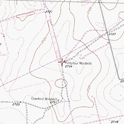 Topographic Map of Fortyfour Windmill, TX