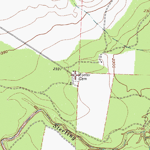 Topographic Map of Foster Cemetery, TX