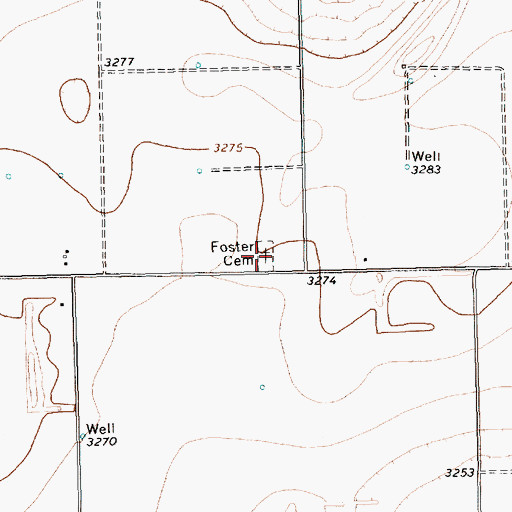 Topographic Map of Foster Cemetery, TX