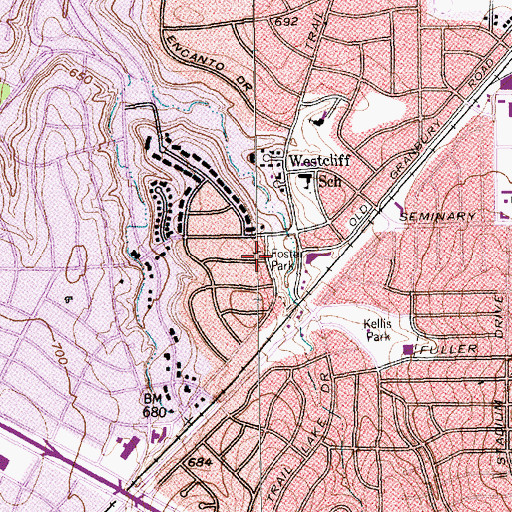 Topographic Map of Foster Park, TX