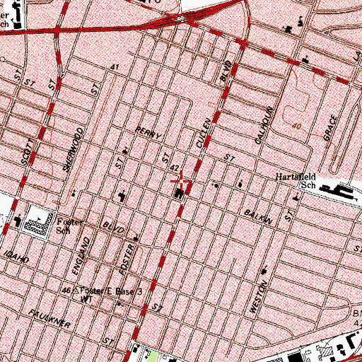 Topographic Map of Foster Place, TX