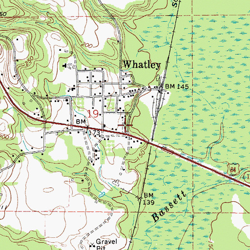 Topographic Map of Davis Cemetery, AL