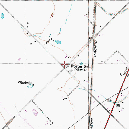 Topographic Map of Foster School, TX