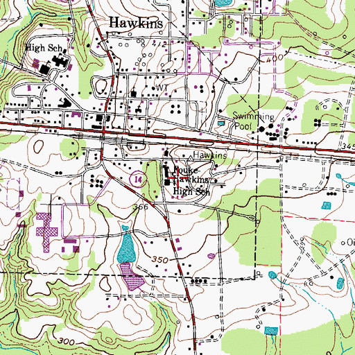 Topographic Map of Fouke-Hawkins High School, TX