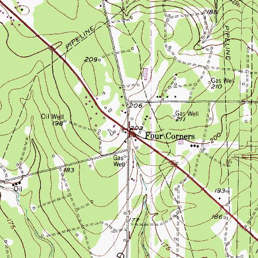 Topographic Map of Four Corners, TX
