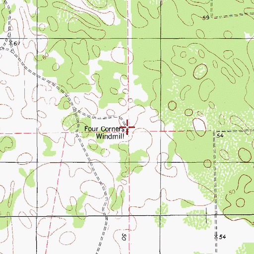 Topographic Map of Four Corners Windmill, TX