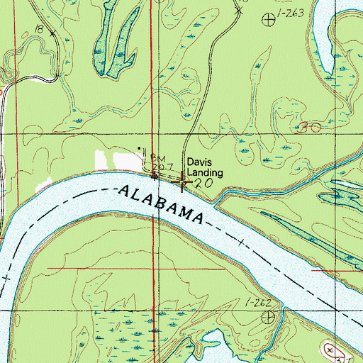 Topographic Map of Davis Landing, AL