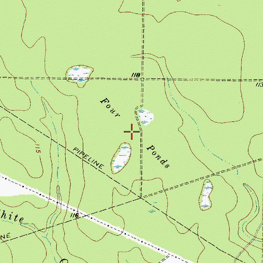 Topographic Map of Four Ponds, TX