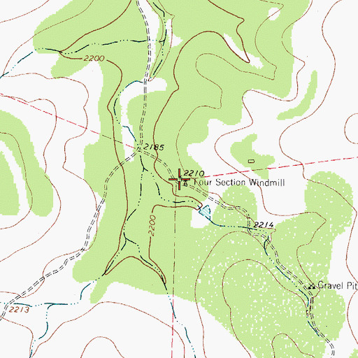 Topographic Map of Four Section Windmill, TX