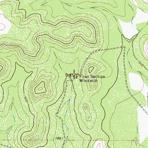 Topographic Map of Four Section Windmill, TX