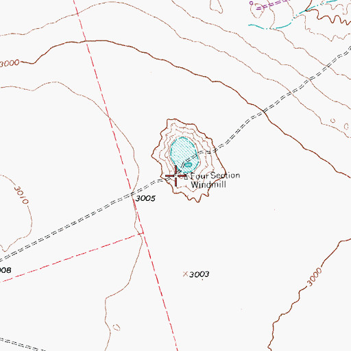 Topographic Map of Four Section Windmill, TX
