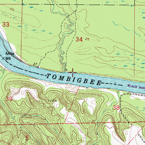 Topographic Map of Dewitts Landing (historical), AL