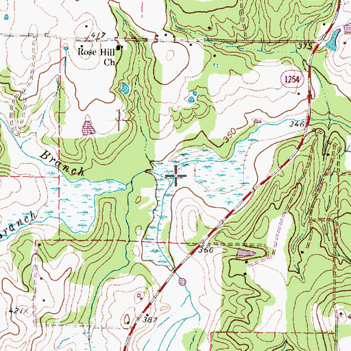 Topographic Map of Fourmile Branch, TX