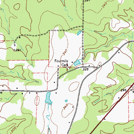 Topographic Map of Fourmile Cemetery, TX