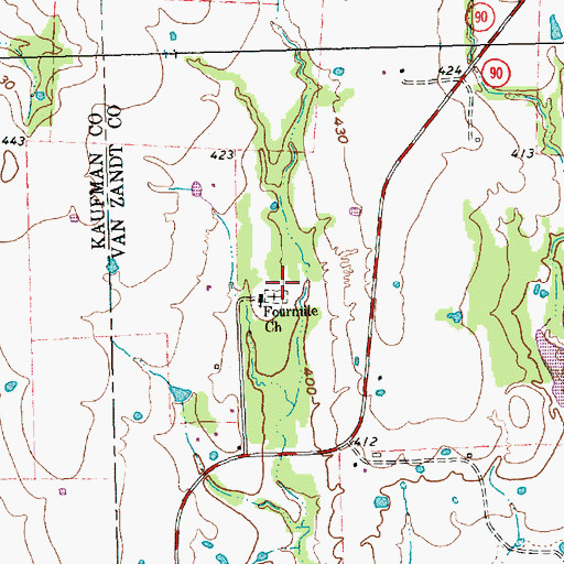 Topographic Map of Fourmile Church, TX