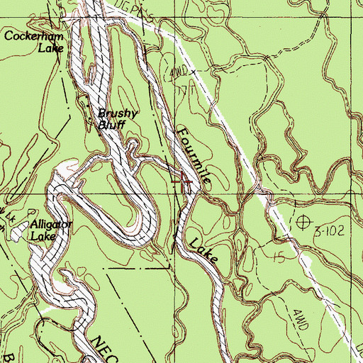 Topographic Map of Fourmile Lake, TX