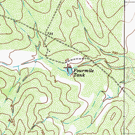 Topographic Map of Fourmile Tank, TX