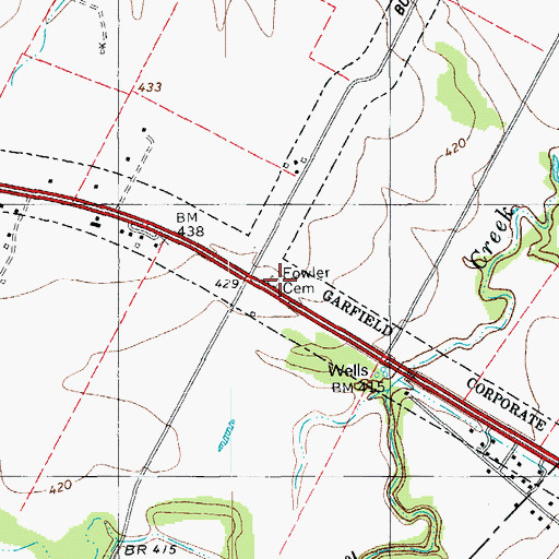 Topographic Map of Fowler Cemetery, TX