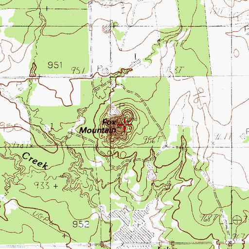 Topographic Map of Fox Mountain, TX