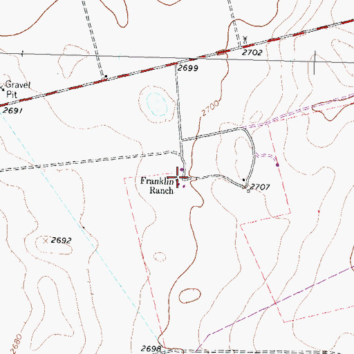 Topographic Map of Franklin Ranch, TX