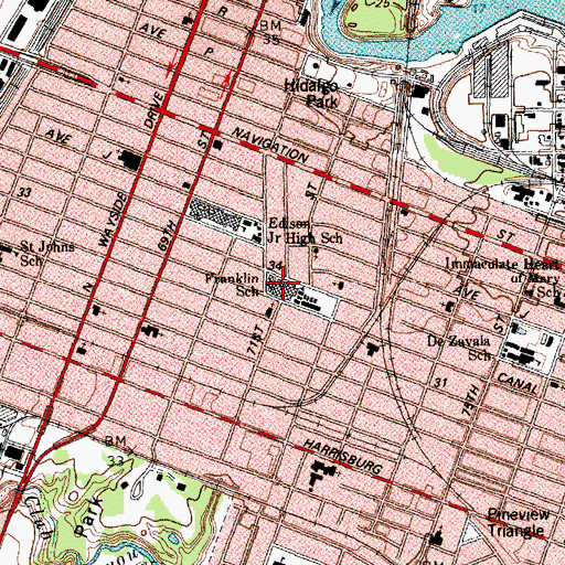 Topographic Map of Franklin School, TX