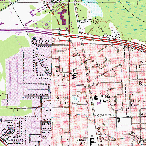 Topographic Map of Franklin School, TX