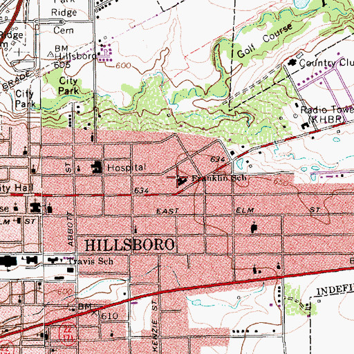 Topographic Map of Franklin School, TX