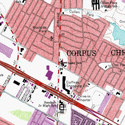 Topographic Map of Fraser School, TX