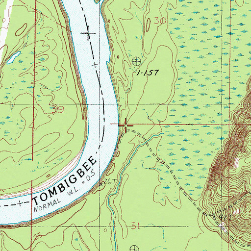 Topographic Map of East Bassetts Landing, AL