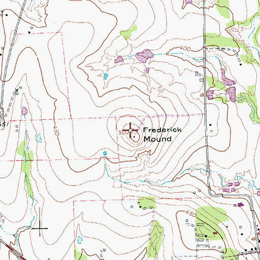 Topographic Map of Frederick Mound, TX