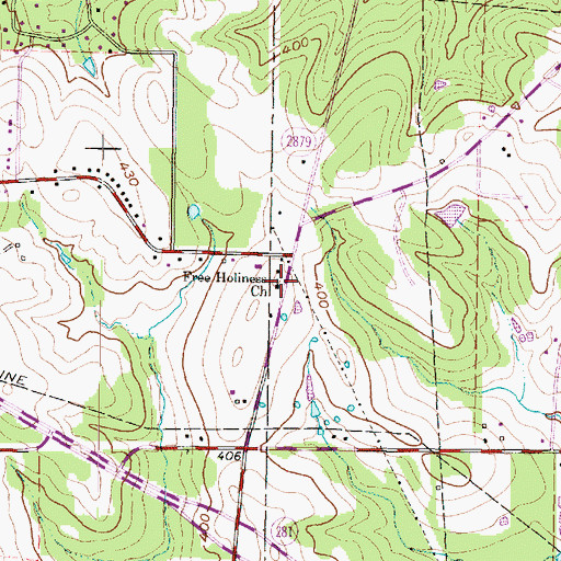 Topographic Map of Free Holiness Church, TX