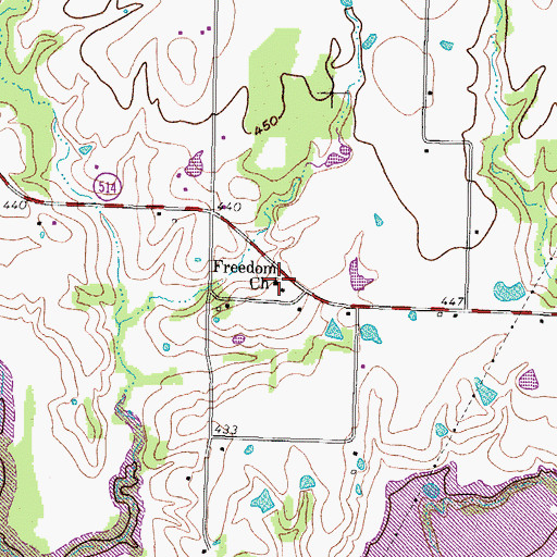 Topographic Map of Freedom Church, TX