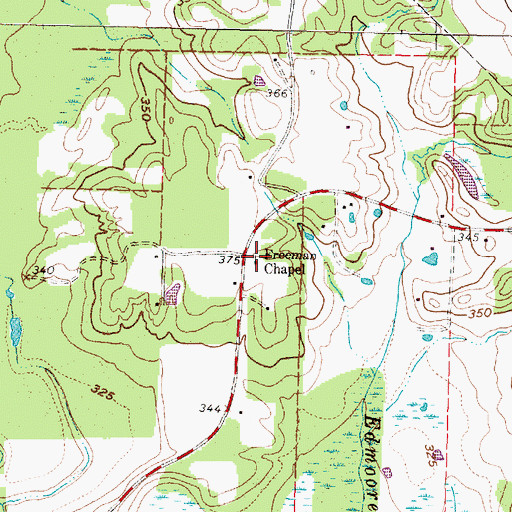 Topographic Map of Freeman Chapel, TX