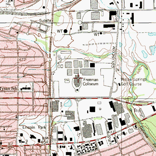 Topographic Map of Freeman Coliseum, TX
