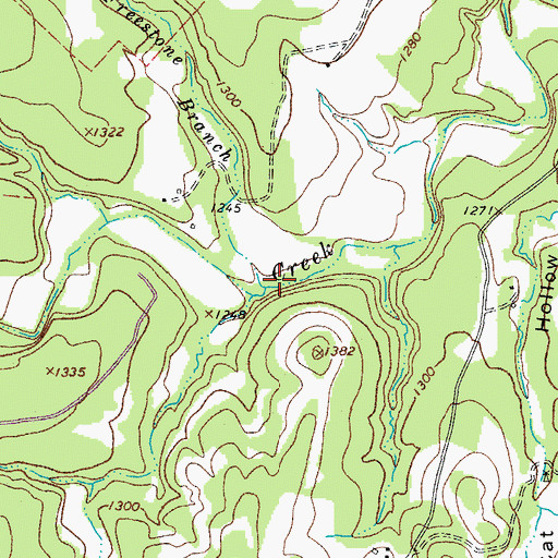 Topographic Map of Freestone Branch, TX